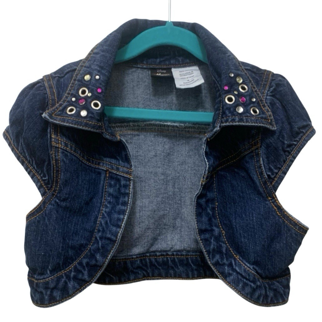 VTG Y2K Disney Hannah Montana Girls Sz 12 Denim Bolero Jacket Blue