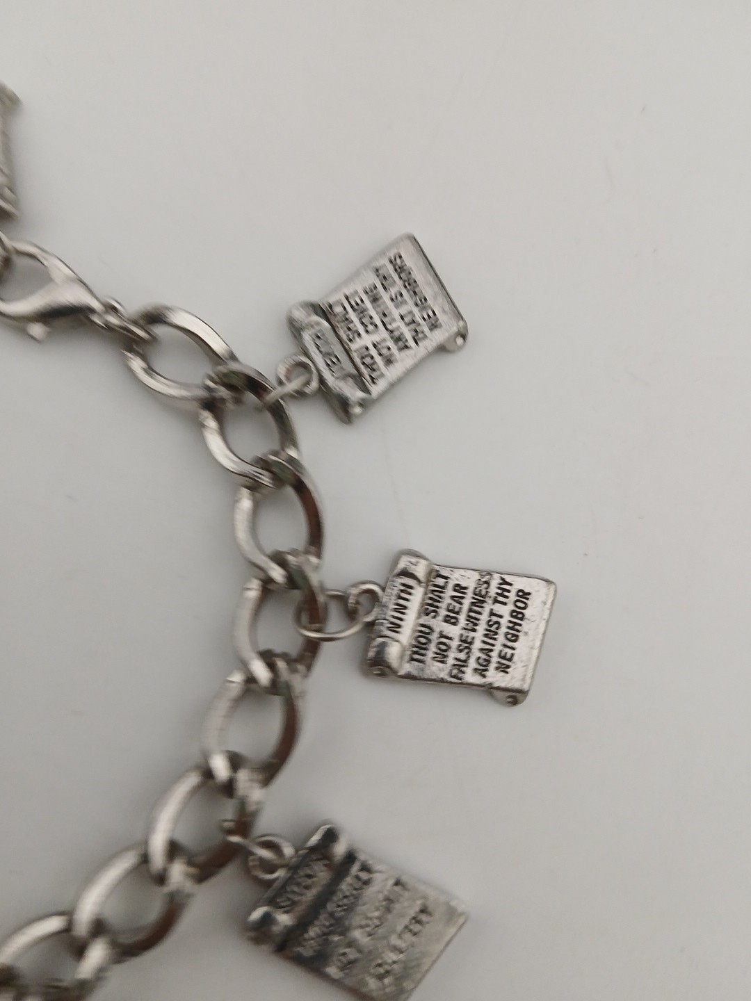TEN COMMANDMENTS  Vintage silvertone dangle charm… - image 10