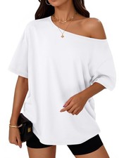 Womens Off the Shoulder Tops Oversized T-Shirts Short Sleeve Tees Summer 2026...