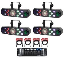4 Eliminator FURIOUS FIVE RG LED Laser/Derby Effect Lights DMX Controller Fogger