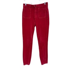 Anthropologie Pilcro High Rise Skinny Pink Berry Velour Corduroy Pants 28 Tall