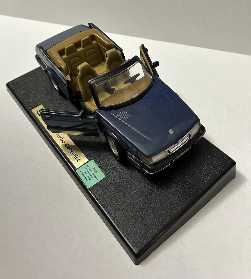 二手状况完好 Anson Saab 900 涡轮敞篷车,海军蓝,模型车,可转换比例 1: 18 — 第 3/4 张图片