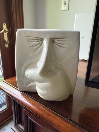 Fitz & Floyd FF Japan Ceramic Tissue Box Cover–Nose Pinching Face Vintage RARE