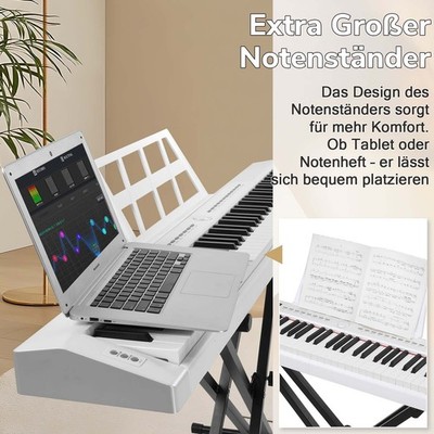 Digital 88 Tasten Keyboard Stage Piano USB Bluetooth MIDI 200 Sounds Tasche Weiß