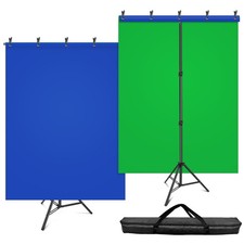 7x5ft Green Screen 6.5x5ft Blue Backdrop Kit with Stand for Streaming Photog