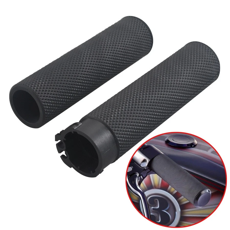 1" 25mm Motorcycle Black Handlebar Hand Grips For Harley Touring Dyna Blackline - Image 3 of 4