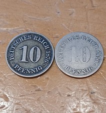 2 1876 A And ? 10 Phennig German Coins 1 Nice, 1 Curculate Pretty Good. Pre WWar