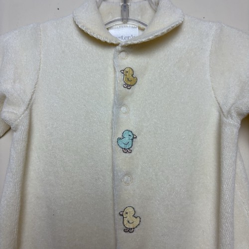 VTG Carters Baby One Piece Sleeper Pajamas Terry Cloth 0-3 M Embroidered Ducks - Picture 2 of 8