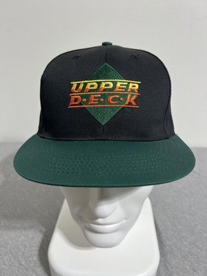 Upper Deck Hat Cap Snap Back Baseball Black Green Embroidered Logo Mens Promo