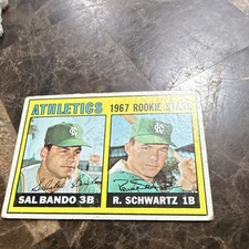 Topps 1967 Sal Bando Randy Schwartz #33 Athletics Rookie Baseball Card. rookie card picture