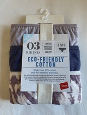 New Hanes Eco-Friendly Cotton Low Rise 3 Pk Bikini Underwear - Size SM Small