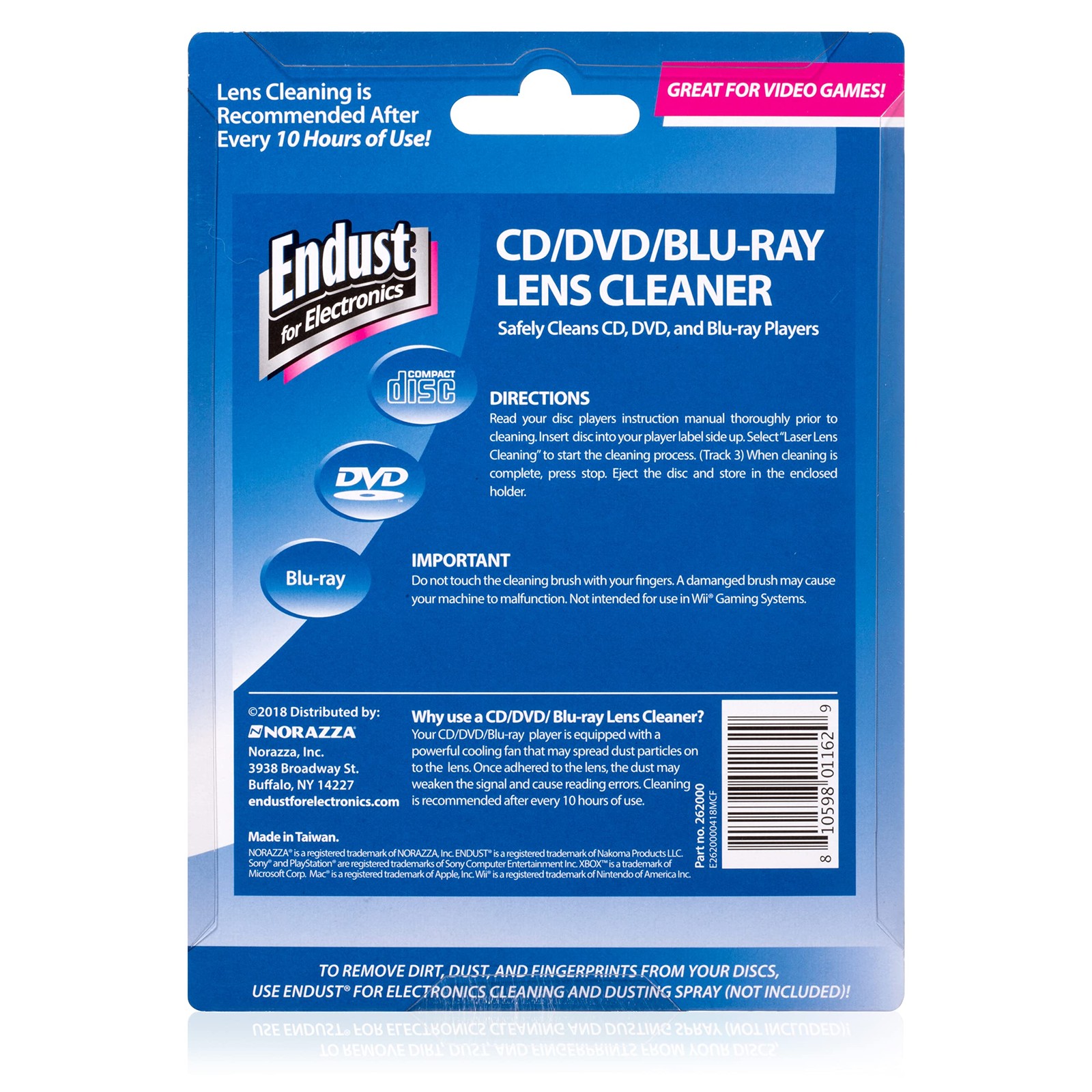 Endust for Electronics; CD/DVD/Blu-Ray Lens Cleaner; (262000)
