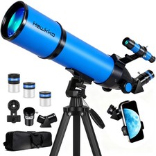 Hawkko Telescope for Adults Kids, 80mm Aperture 600mm High 80600, Blue