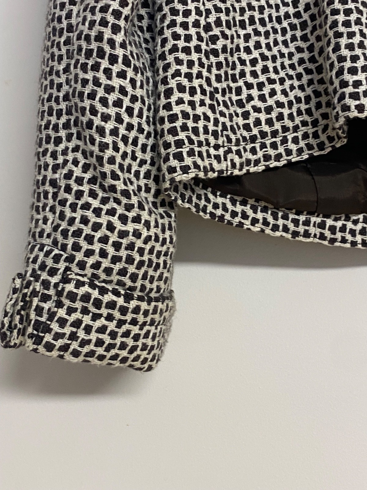 Blazer Brown White Woven Texture Pattern Jacket  … - image 7