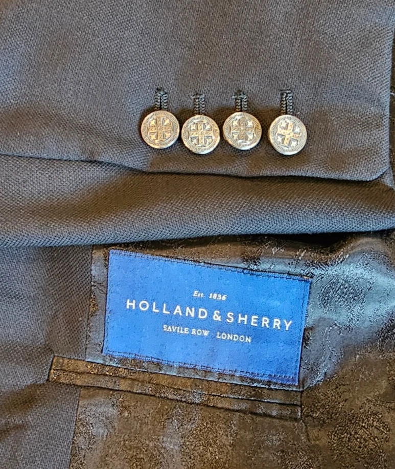 Куртка блейзер Holland & Sherry Ventura с двумя вентиляционными отверстиями на заказ рабочие манжеты 44R - Изображение 2 из 4