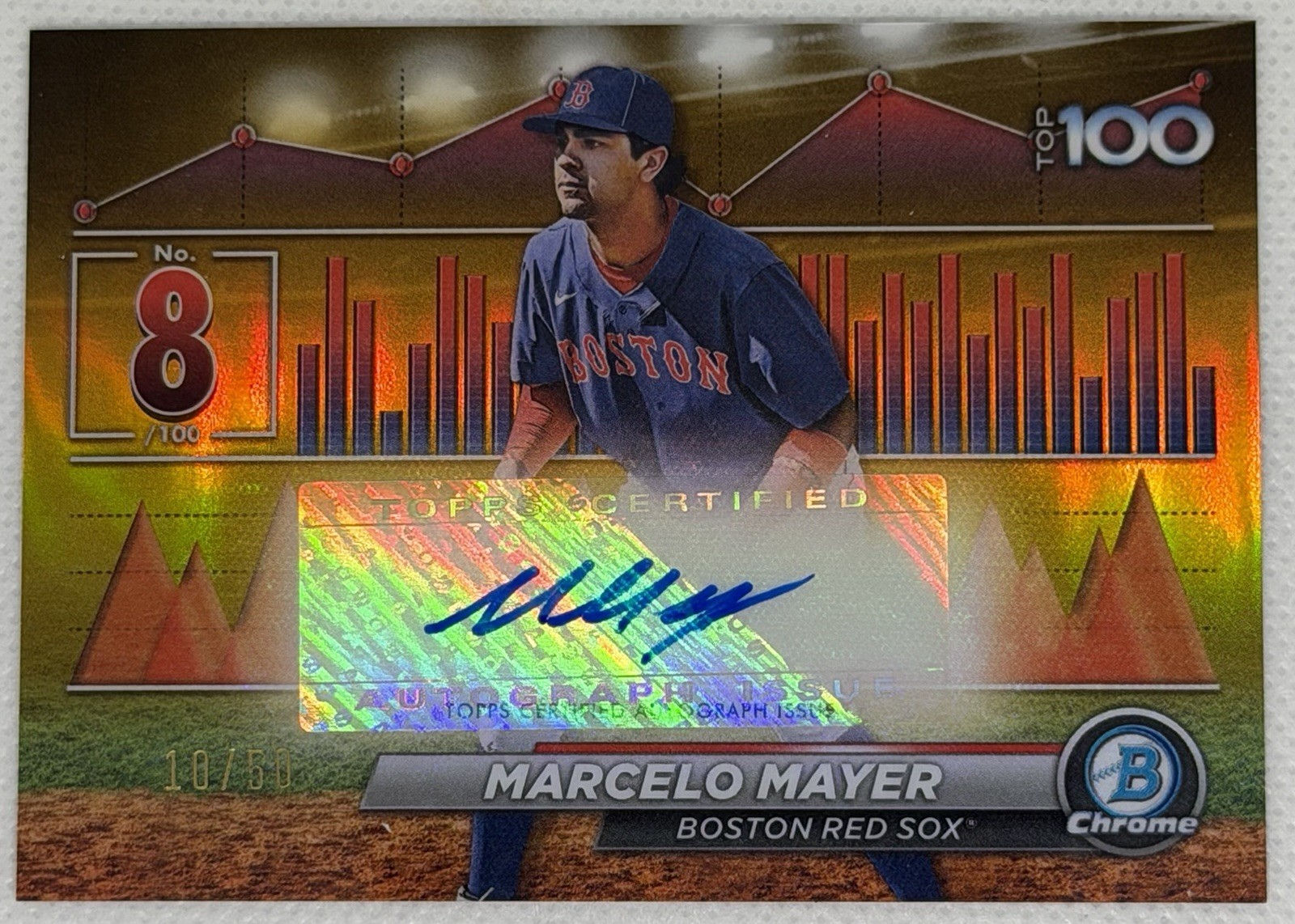 2024 Bowman Marcelo Mayer Scouts Top 100 Auto Gold /50 Red Sox