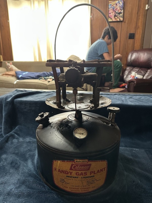 Antique Coleman Handy Gas Plant Model 457G 8.5" Burner Works! Had Dump Out Fuel