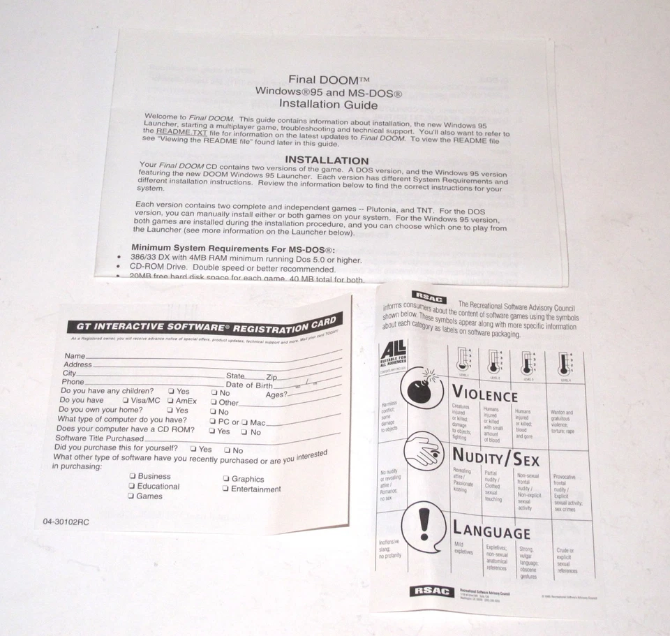 Microsoft Windows Big Box Final Doom (PC, 1994) Near Mint Disc - RARE iD Game - Image 4 of 4