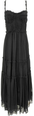 Ulla Johnson Talitha Silk Smocked Midi Dress in Noir