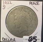 1922 S $1 Peace Dollar
