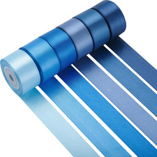 Blue Satin Ribbon 1 Inch X 6 Rolls Total 60 Yards