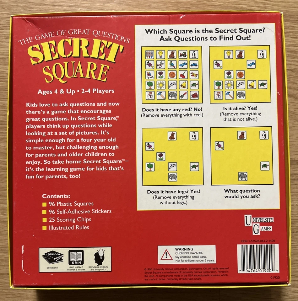 **100% COMPLETE** Secret Square Game 1996 University Games Great Condition - Image 2 of 4