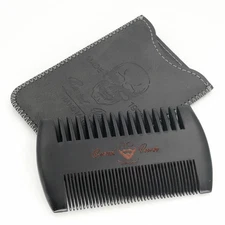 Black Wooden Beard Comb with Case for Men, Men'S Wood Pocket Comb for Beards & M