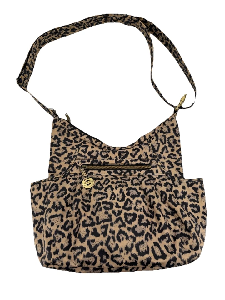 Bandolera Travelon Bolso Cubo Estampado Animal Cremallera Alrededor Billetera Bolsillos Laterales para Botellas Foto 2 de 4