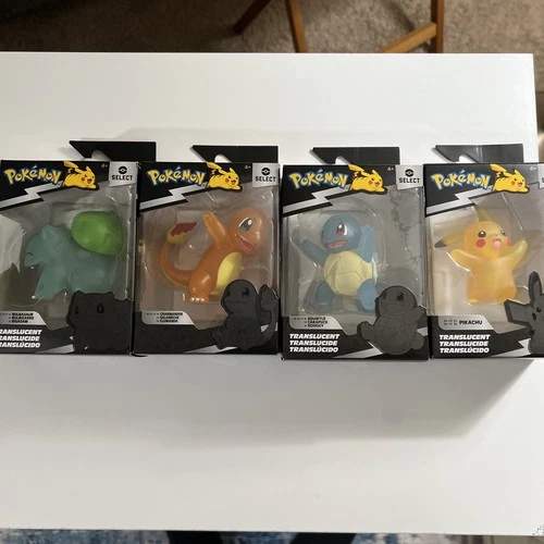 2022 Jazwares Pokemon Translucent Series 1 Complete 4 Figure Set In Box Rare