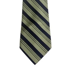 Brooks Brothers Makers Silk Tie OS Green Navy Blue Striped Repp Made in USA