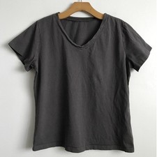 WOMENS T SHIRT MEDIUM GRAY Short Sleeve V Neck Casual 100 Cotton Preppy Casual