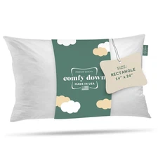 ComfyDown 14x24 White Pillow Insert 95 Feather 5 Down Made in USA Cotton