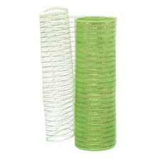 Decorative Mesh Ribbon, 10" x 10 Yard Ribbon Roll, Light Green/Dark Green/Green