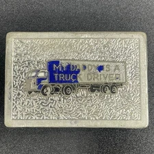 Vintage Childs My Daddy’s a Truck Driver Kids Belt Buckle Enamel Semi Hook-Fast