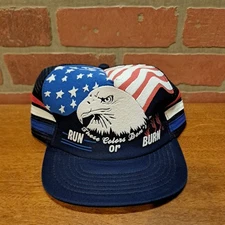 Vintage USA Hat Snapback Cap Mens These Color Don't Run or Burn 3 Stripe new