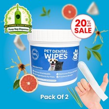 Pet Dental Finger Wipes for Dogs Cats Teeth Cleaning Finger Wipes Emboss 100CT