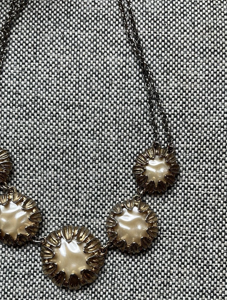 Collar llamativo vintage de oro y perlas como cabujón Foto 4 de 4