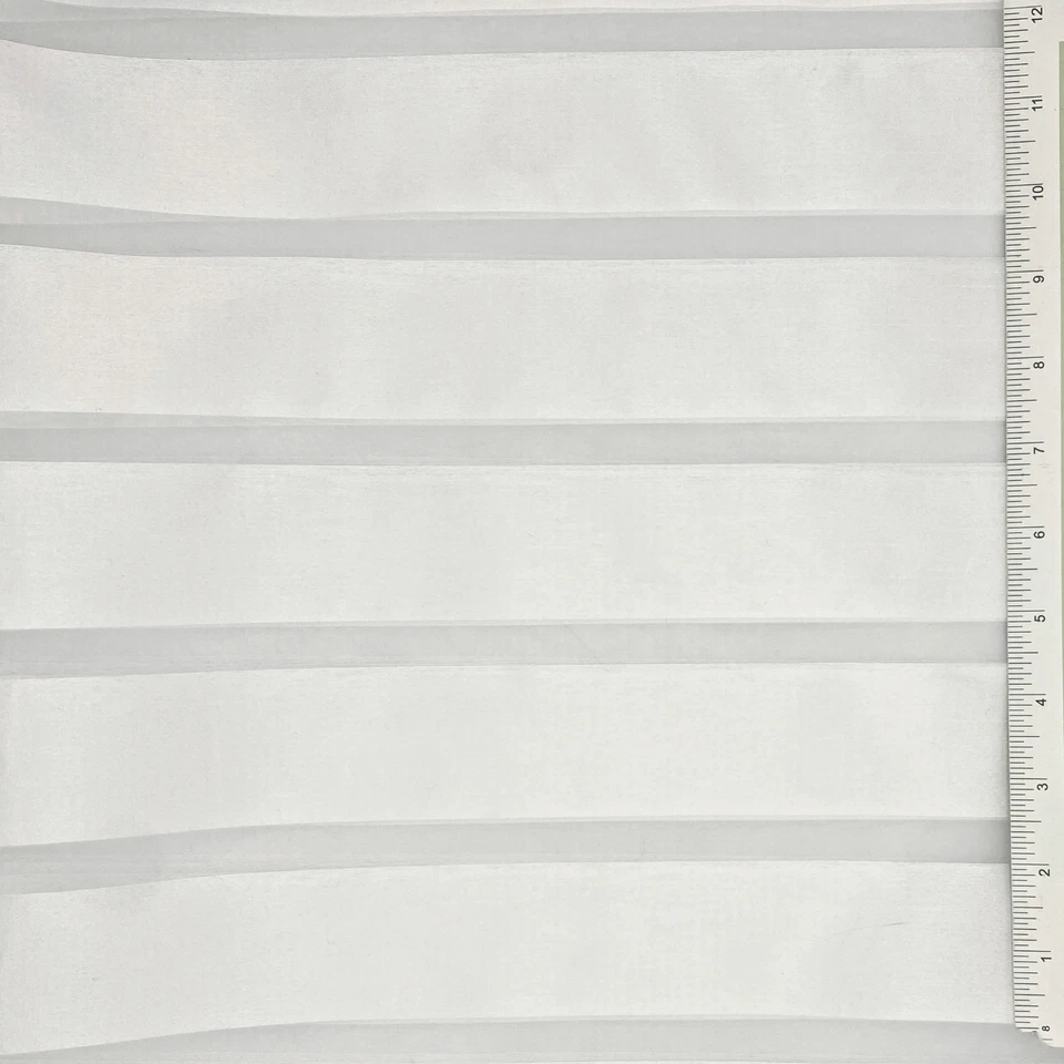 "Tela de organza a rayas blancas transparentes 58"" de ancho mezcla de poli nailon para costura y manualidades" Foto 2 de 4