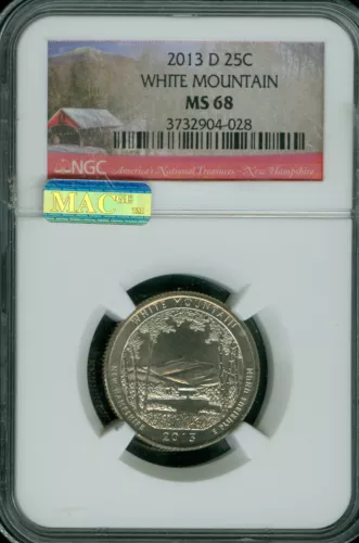 2013 D WHITE MOUNTAIN QUARTER NGC MS68 PQ 2ND FINEST GRADE MAC SPOTLESS . 