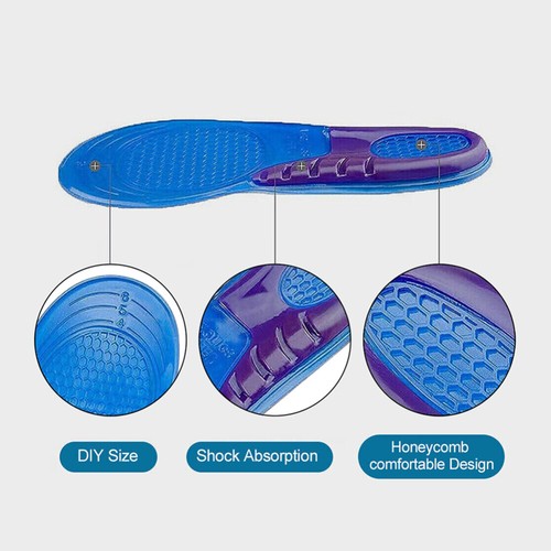 Massaging Gel Shoe Insoles Insert Heel Arch Supports Men Women Flatfoot Plantar - Picture 6 of 15