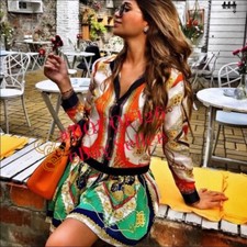 ZARA NEW WOMAN PATCHWORK CHAIN PRINT PLEATED DRESS MULTICOLOR REF. 8010/736