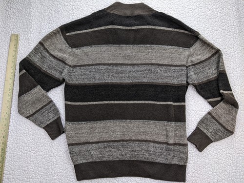F/X Fusion Mens 2XL Brown Stripe Sweater Henley 1/4 Zip Mock Neck - Picture 8 of 11
