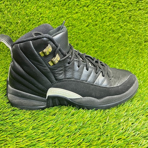 Nike Air Jordan 12 Retro Boys Size 6Y Black Athletic Basketball Shoes Sneakers
