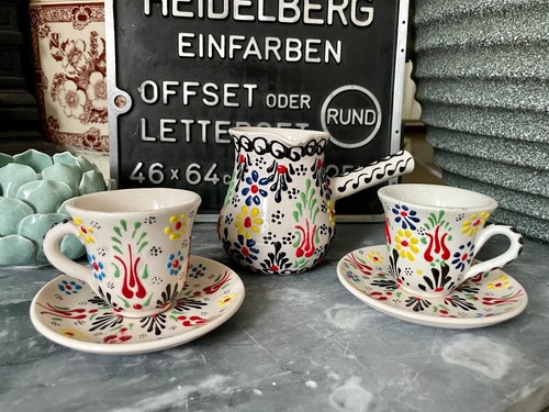 Türkisches Kaffeeerlebnis ☕ Handbemalte Keramikkanne mit Tassen | 2er Set - Bild 7 von 13