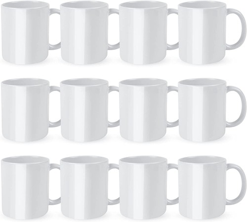 HTVRONT Sublimation Mugs 11oz - 6/12 Pack White Large Handle Coated Heat Press - Picture 1 of 27