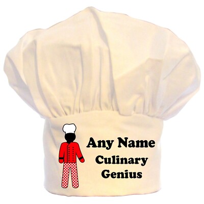 PERSONALISIERTE KOCHMÜTZE STICKMAN KOCH GENIUS DRUCK BBQ POLYESTER GESCHENK WEIHNACHTEN 