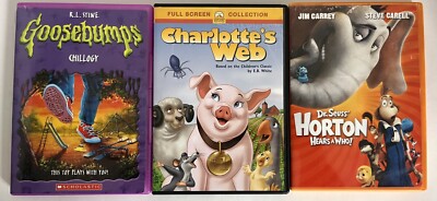 Goosebumps & Charlotte's Web & Dr Seuss Horton. 3 DVD Lot.  LB8