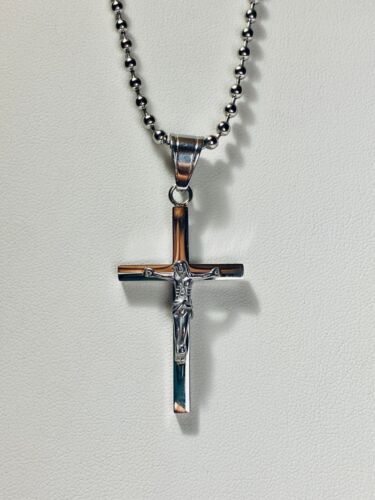 Silver Finish Cross Pendant Necklace with Detailed Jesus Figure, 16-24 Inch - Picture 7 of 10