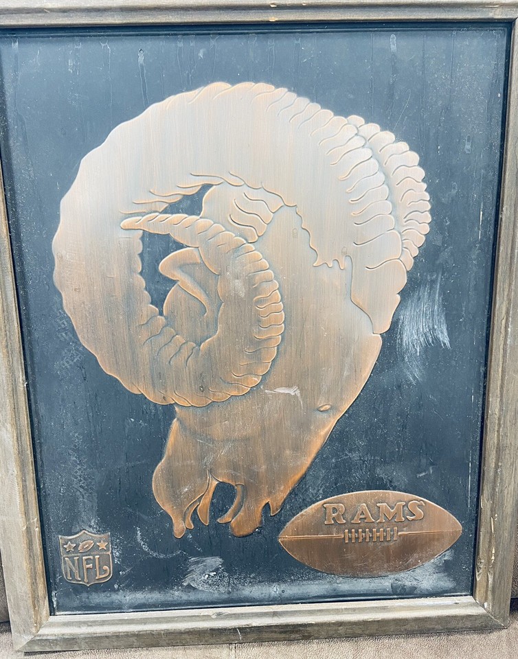 READ RARE VINT. 1960's NFL LOS ANGELES RAMS 18.5” X 22.5” COPPER ART ...