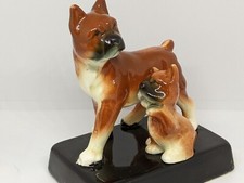 Vintage Porcelain  Boxer and Pup  Figurine  JAPAN